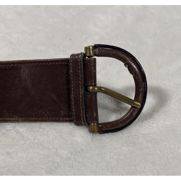 Vintage ESCADA Women\'s Brown Leather Belt Gold Accents Black Gladiator Steampunk main image 4